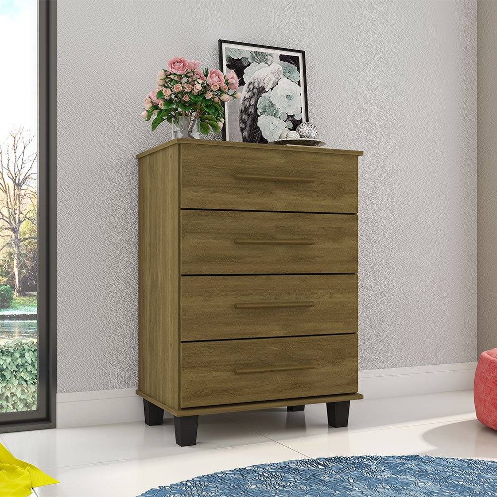 Cômoda com 04 Gavetas Eccos Imbuia Fabrimóveis